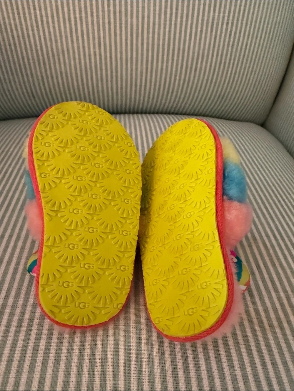 UGG Kids Rainbow Fuzzy Slide Slippers - Multicolor